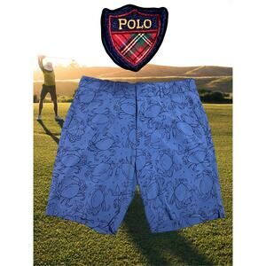 Ralph Lauren Golf Men’s 19th Hole Hybrid Swim Shorts – Blue Crab Print – Size 32